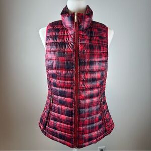 Tommy Hilfiger Red Plaid Packable Lightweight Puffer Vest Size S